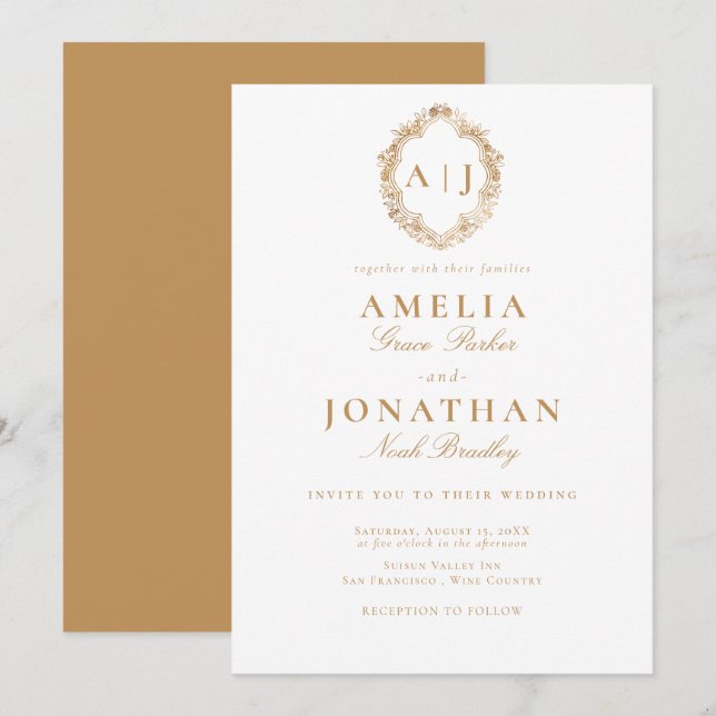 Invitación de Escudo Boda de Victoria (Anverso / Reverso)