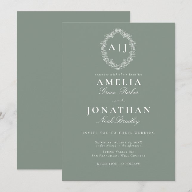 Invitación de Escudo Boda de Victoria (Anverso / Reverso)