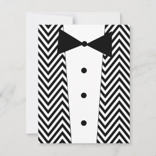Invitación de esmoquin Chevron en negro y blanco