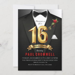 Invitación de esmoquin para cumpleaños 16 dulces 1