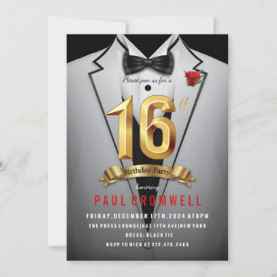 Invitación de esmoquin para cumpleaños 16 dulces 1