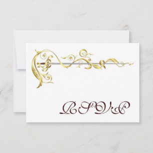 Invitación de espada con cinta de pergamino dorado