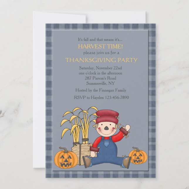Invitación de Espantapájaros Sentado (Anverso)