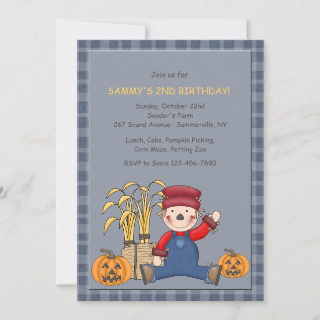 Invitación de Espantapájaros Sentado (Anverso)