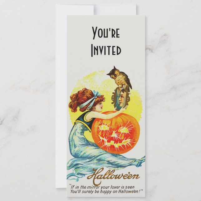 Invitación de espejo de Halloween de época (Anverso)