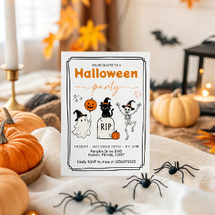 Invitación de Esqueleto de Gato Fantasma Lindo Fie
