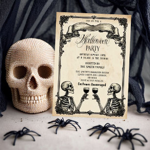 Invitación de Esqueleto para Fiesta de Halloween G