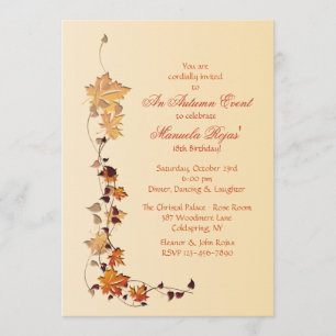 Invitación de Esquina de Hojas de Otoño