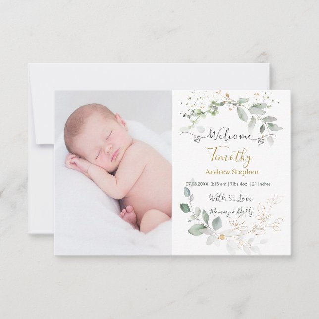 Invitación de estadísticas de natalidad del bebé d (Anverso)