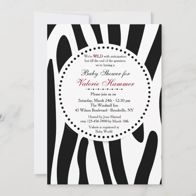 Invitación de estampado de cebra (Anverso)