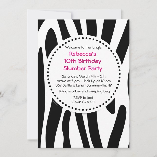 Invitación de estampado de cebra (Anverso)