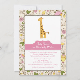 Invitación de estampado de jirafa en rosa