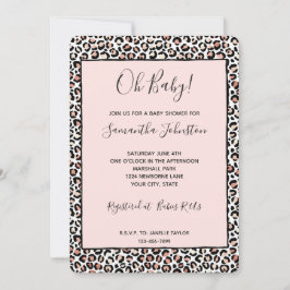 Invitación de estampado de leopardo rosa rosado ne