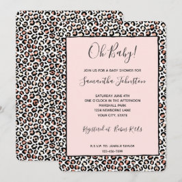 Invitación de estampado de leopardo rosa rosado ne