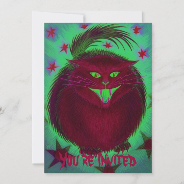 Invitación de 'Estás invitado' de un gato asustado (Anverso)