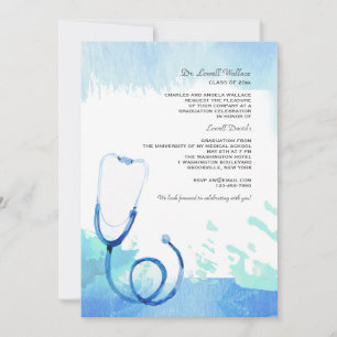 Invitación de estetoscopio de acuarela