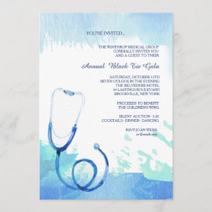 Invitación de estetoscopio de acuarela