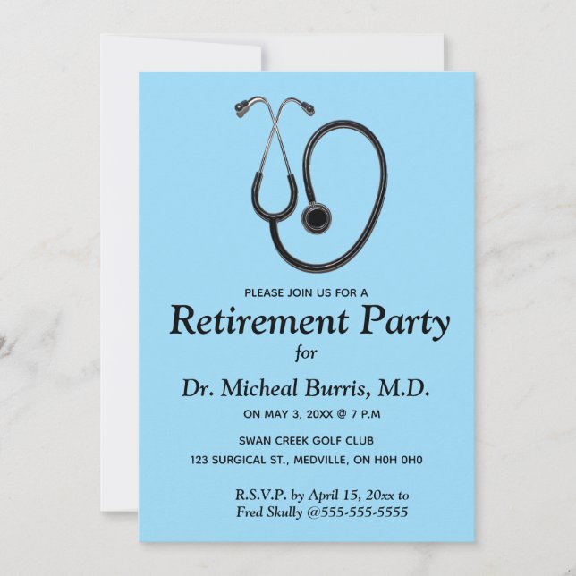 Invitación de estetoscopio de la profesión médica  (Anverso)
