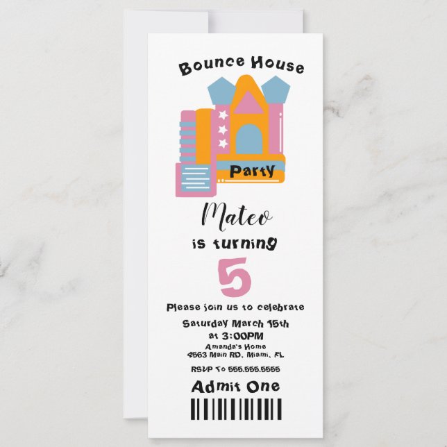 Invitación de estilo de entrada para cumpleaños en (Anverso)