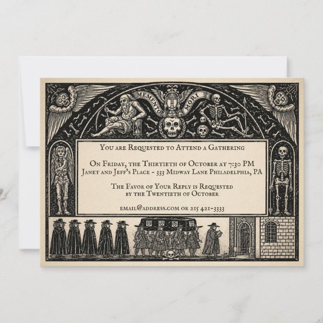 Invitación de estilo funeral victoriano (Anverso)