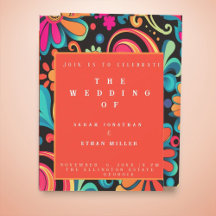 Invitación de estilo retro vibrante