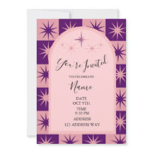 Invitación de estrella rosa y púrpura