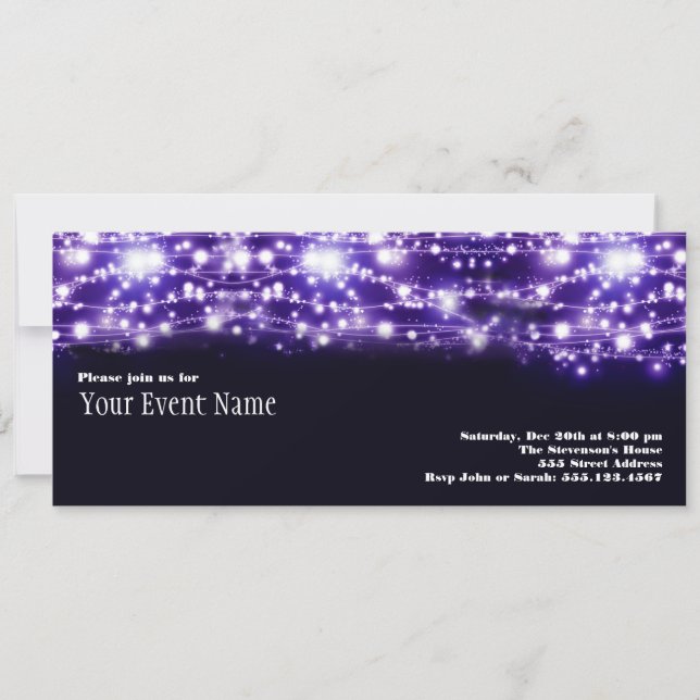 Invitación de Estrellas Brillantes Purpura (Anverso)