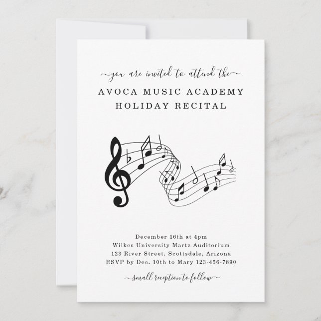 Invitación de estudio de música piano violín voz r (Anverso)