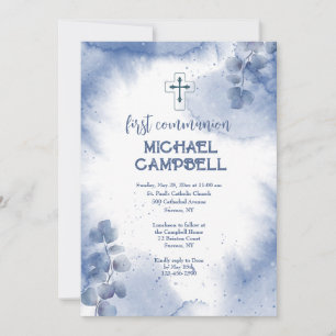 Invitación de Eucalipto Azul Pintado a Mano