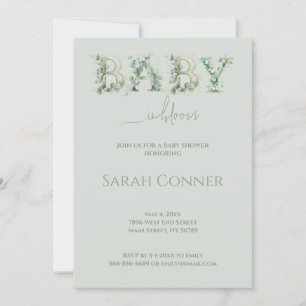 Invitación de eucalipto para baby shower Baby in B