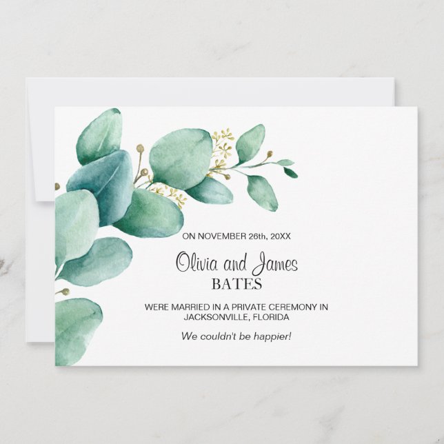 Invitación de Eucalyptus Boda (Anverso)