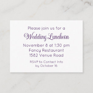 Invitación de Evento de Boda con Letra Púrpura Ele