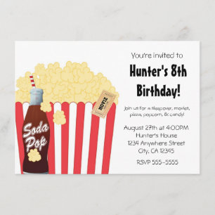 Invitación de evento de fiesta de cine palomitas d