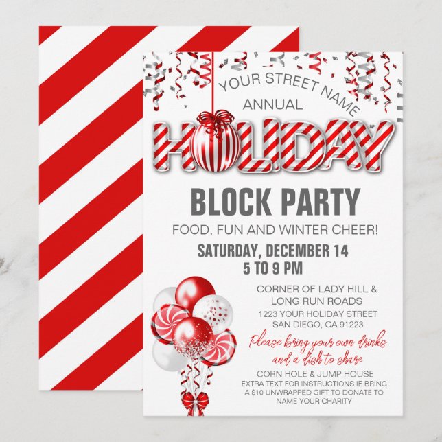 Invitación de Evento de Globos de Menta Caramelo p (Anverso / Reverso)