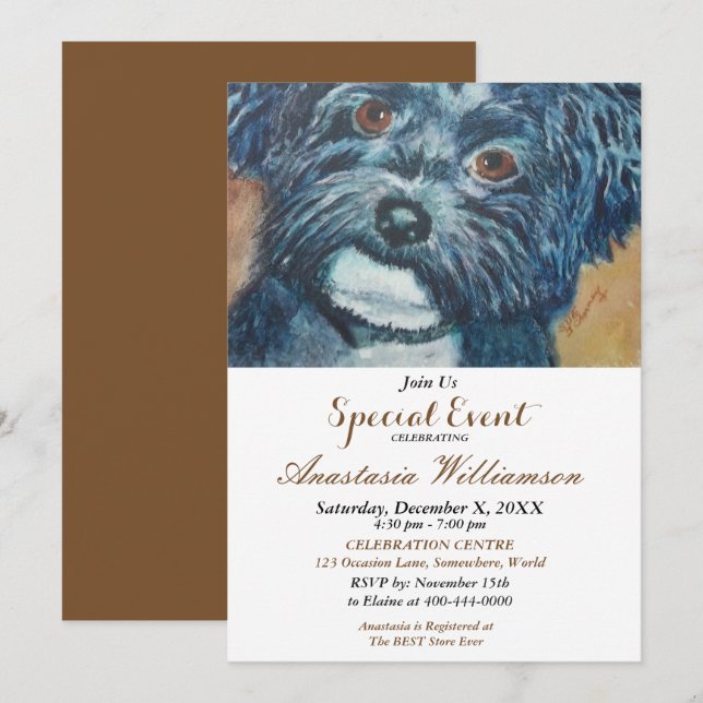 INVITACIÓN DE EVENTO DE PAWTY POR LA TARDE (Anverso / Reverso)