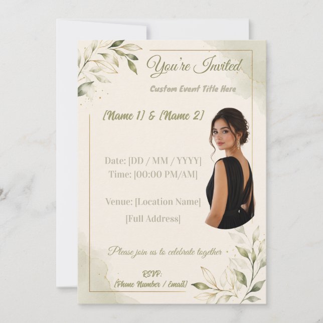 Invitación de evento editable | Plantilla de foto  (Anverso)