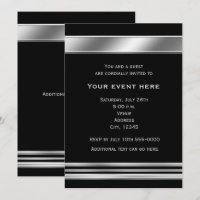 Invitación de evento elegante brillo platino plata
