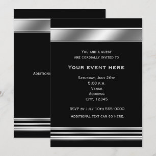Invitación de evento elegante brillo platino plata