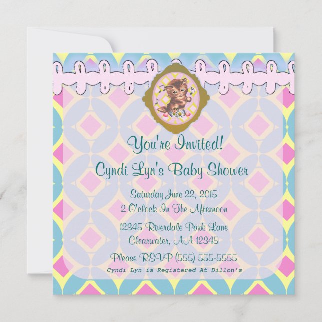 Invitación de eventos Adorable Kitten Baby Shower  (Anverso)
