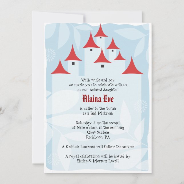 Invitación de Fairytale Castle Bat Mitzvah (Anverso)