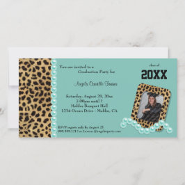 Invitación de falso leopardo verde azulado y perla