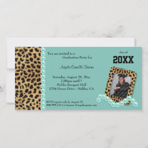 Invitación de falso leopardo verde azulado y perla