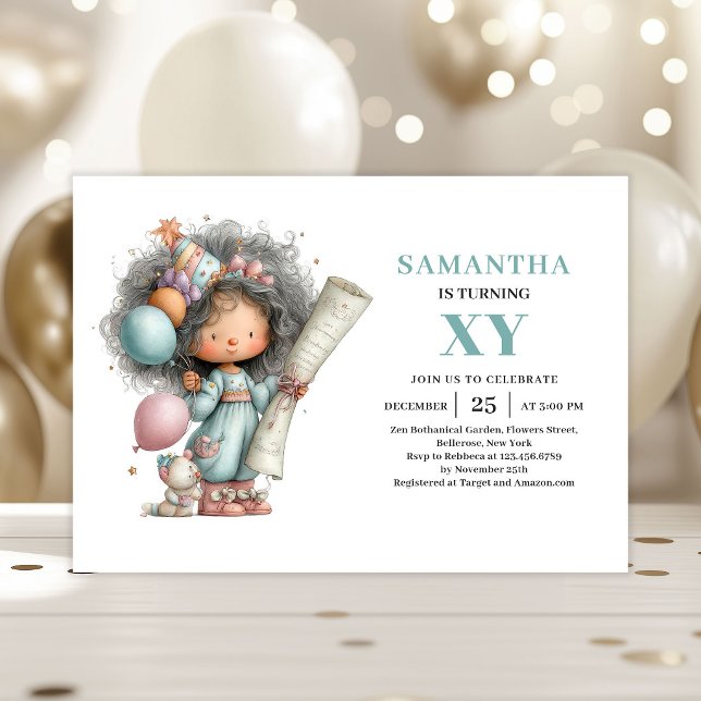 Invitación de fantasía pastel adorable para el oct (Fairy Girl 8th Birthday Cute Pastel Whimsy invitation)