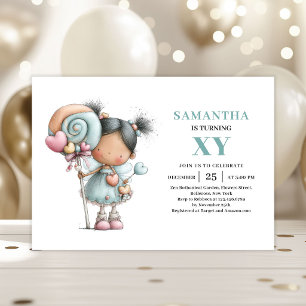 Invitación de fantasía pastel adorable para segund