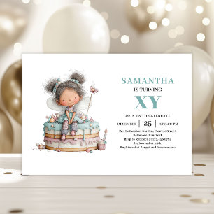 Invitación de fantasía pastel para el 6º cumpleaño