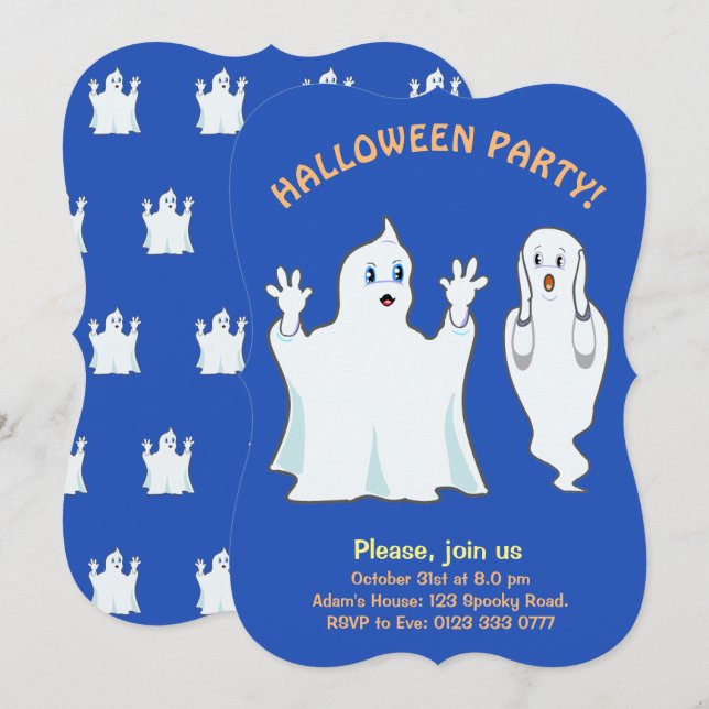 Invitación de Fantasma de Halloween (Anverso / Reverso)