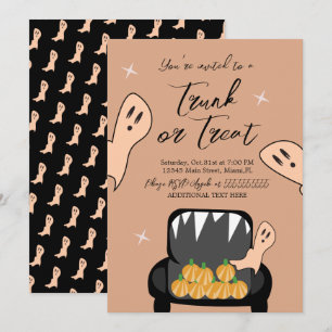 Invitación de Fantasma de Halloween Trunk a Treat