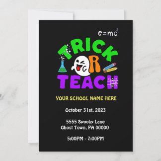Invitación de Fantasma Escolar de Truco o Enseña
