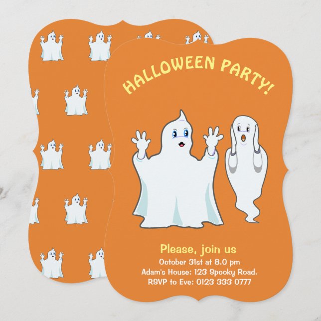 Invitación de Fantasma Espeluznante de Halloween (Anverso / Reverso)