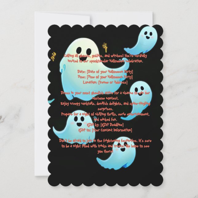 Invitación de Fantasma Espeluznante de Halloween (Anverso)